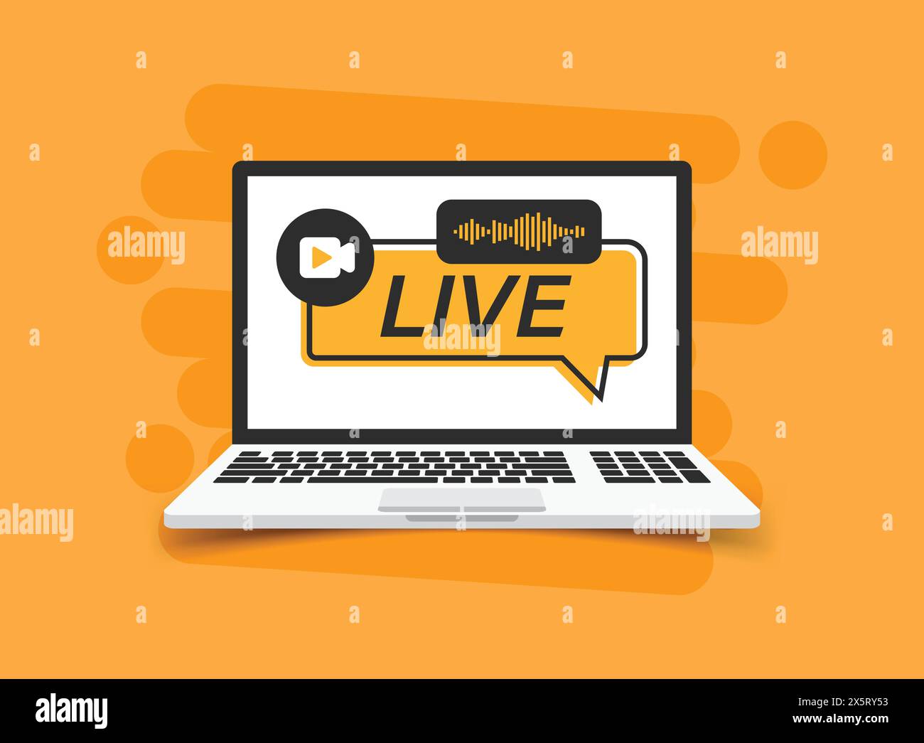 Laptop live webinar icon in flat style. Online seminar vector ...