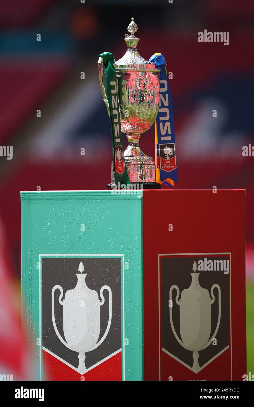 The FA Vase Trophy prior to Great Wakering Rovers FC v Romford FC FA Vase Final at Wembley