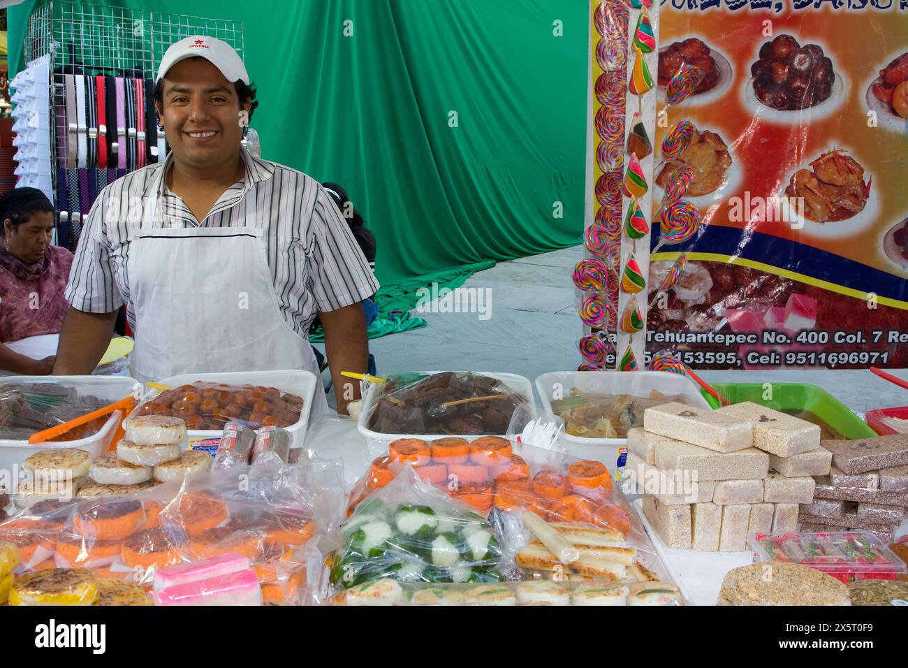 Oaxaca, Mexico, North America.  Day of the Dead Celebrations.  Candy Salesman, Vendor. Stock Photo