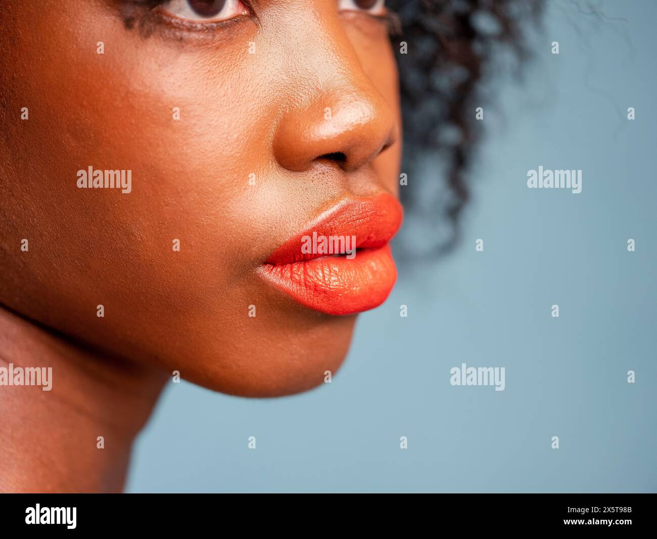 Womans face close up lipstick hi-res stock photography and images - Alamy