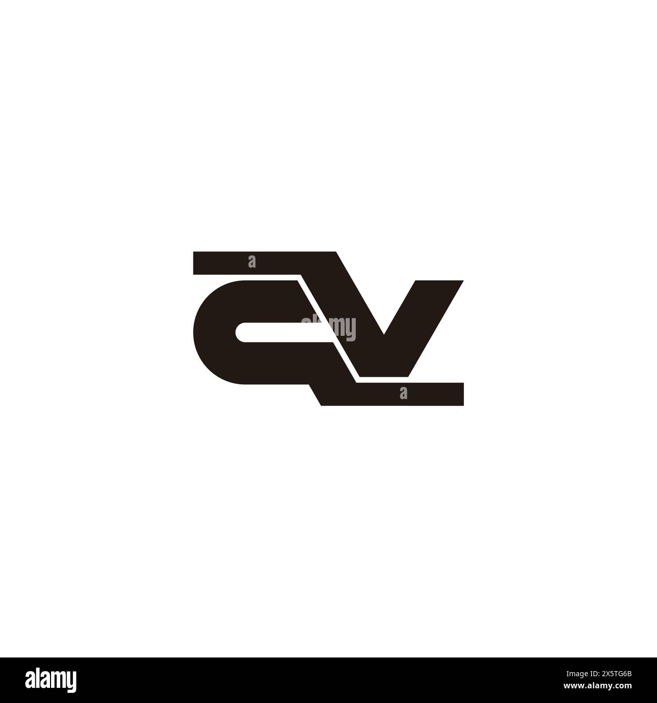 letter cv connection simple geometric logo vector Stock Vector