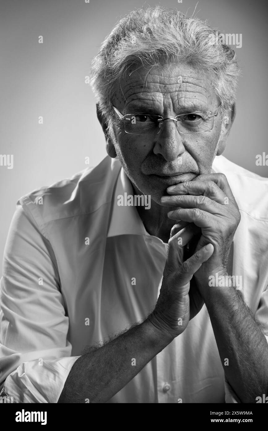 One man a single middle aged man Black and White Stock Photos & Images ...