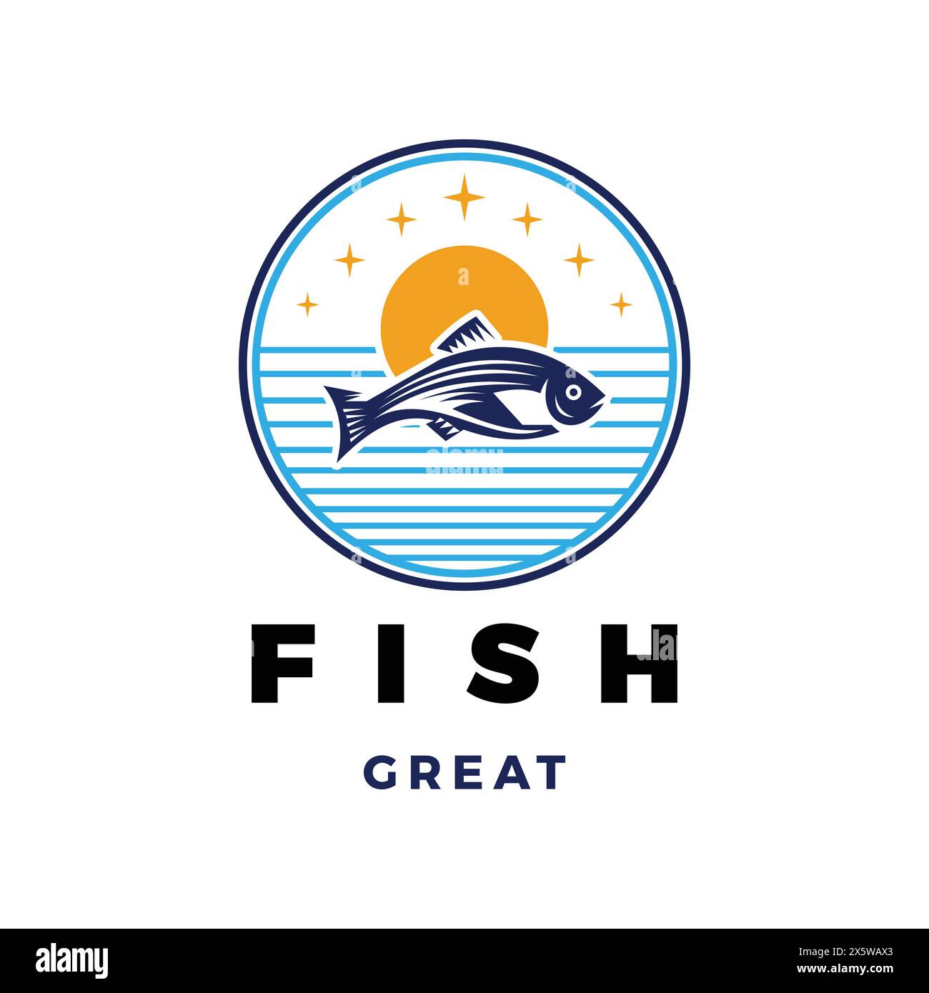 Fish Icon Logo Design Template Stock Vector