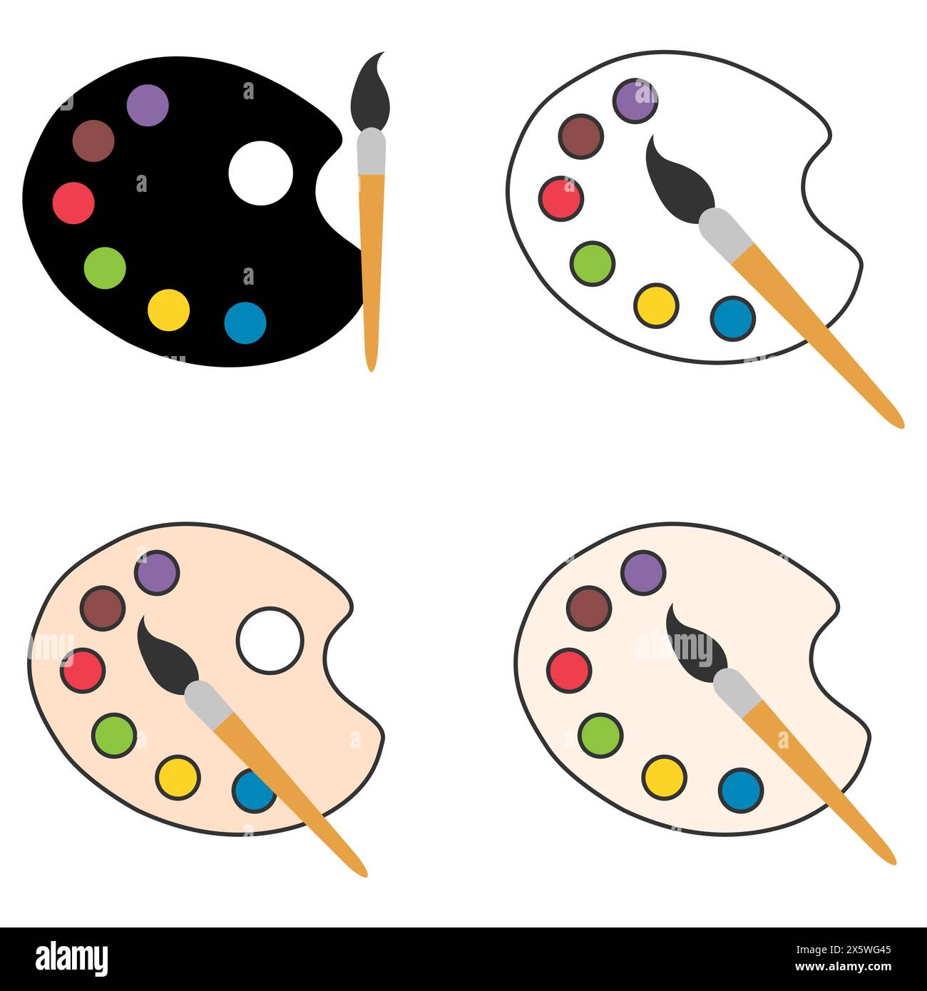 Set of Flat art tool palette paints color, artist web design graphic ...
