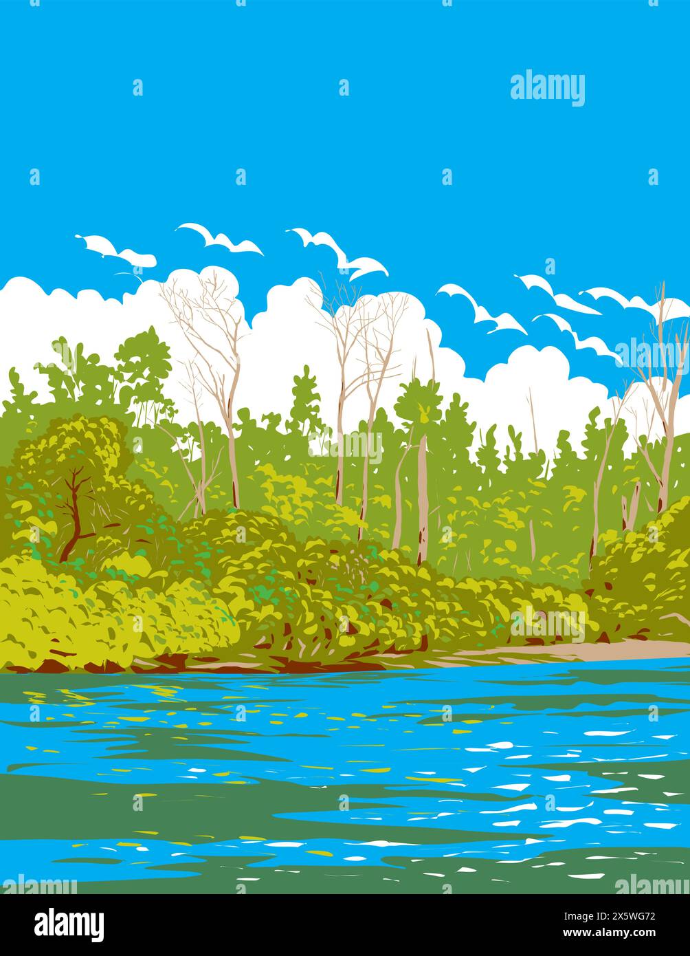 WPA poster art of Toronto Islands Park in Lake Ontario, south of