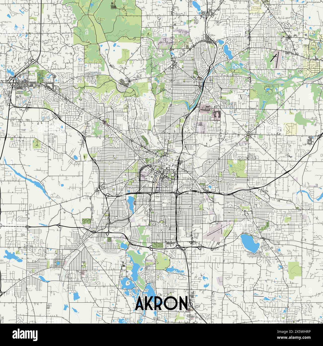 Akron, Ohio, USA map poster Stock Vector