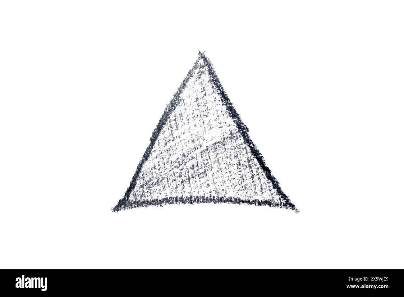 Triangle drawn with pencil on white background. Hand drawn shape. Design element. Clipping path. Stock Photo