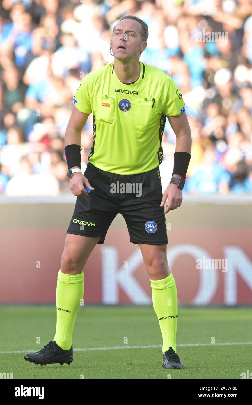Naples, Italy. 11th May, 2024. Luca Paieretto the referee during the Serie A match between SSC Napoli vs Bologna FC at Diego Armando Maradona Stadium Credit: Independent Photo Agency/Alamy Live News Stock Photo
