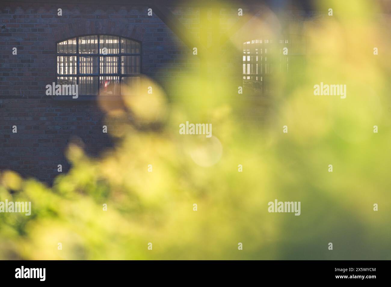 A brick building featuring a window with sturdy bars attached to it ...