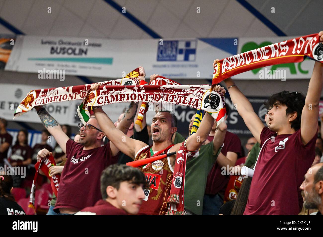 Mestre, Italy. 11th May, 2024. Umana Reyer Venezia supporters during PlayOff - Umana Reyer Venezia vs UNAHOTELS Reggio Emilia, Italian Basketball Serie A match in Mestre, Italy, May 11 2024 Credit: Independent Photo Agency/Alamy Live News Stock Photo