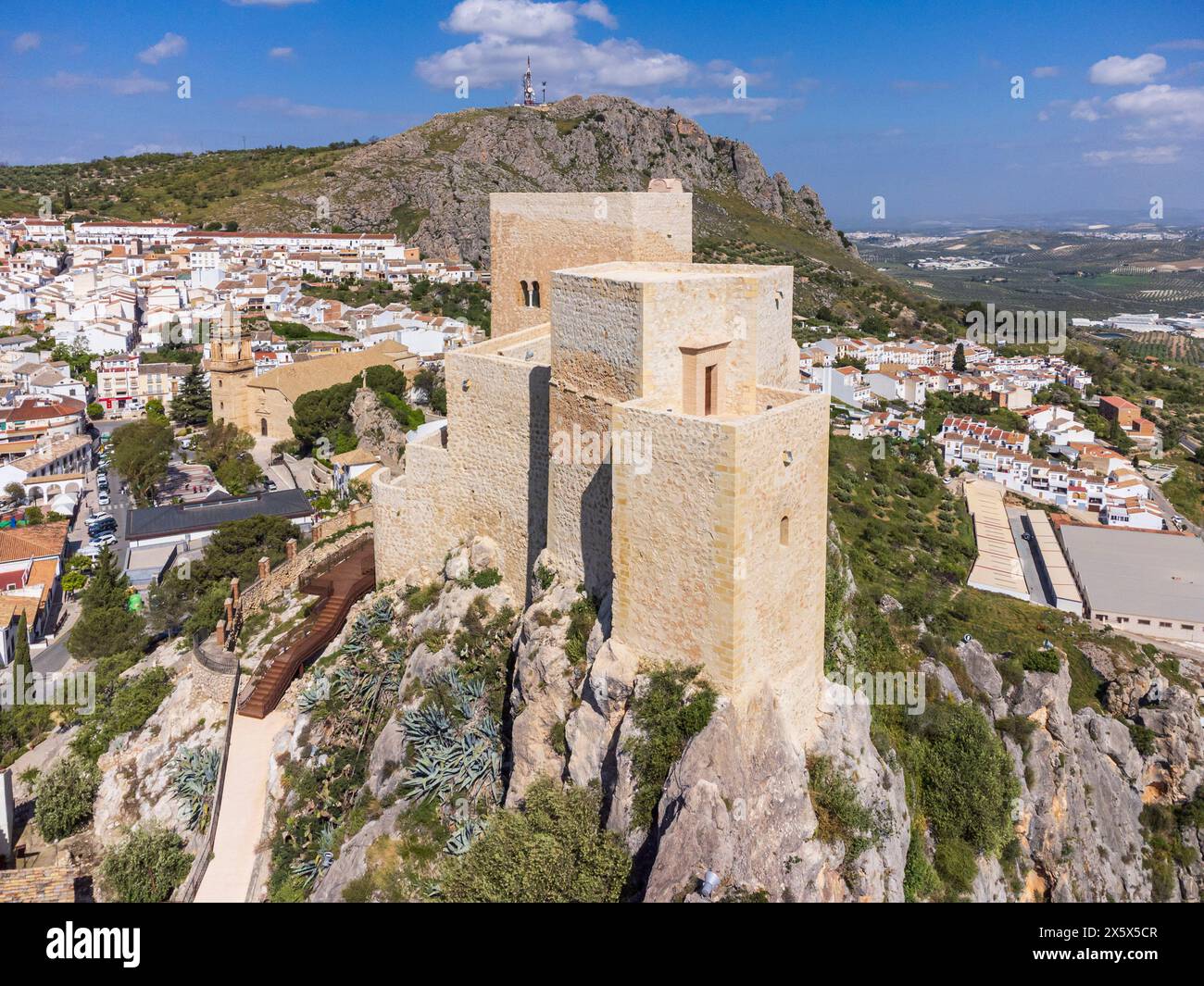 Luque, Islamic castle of Luque and Parish of Our Lady of the Assumption,province of Córdoba, Sierra Subbética, Andalusia, Spain Stock Photo