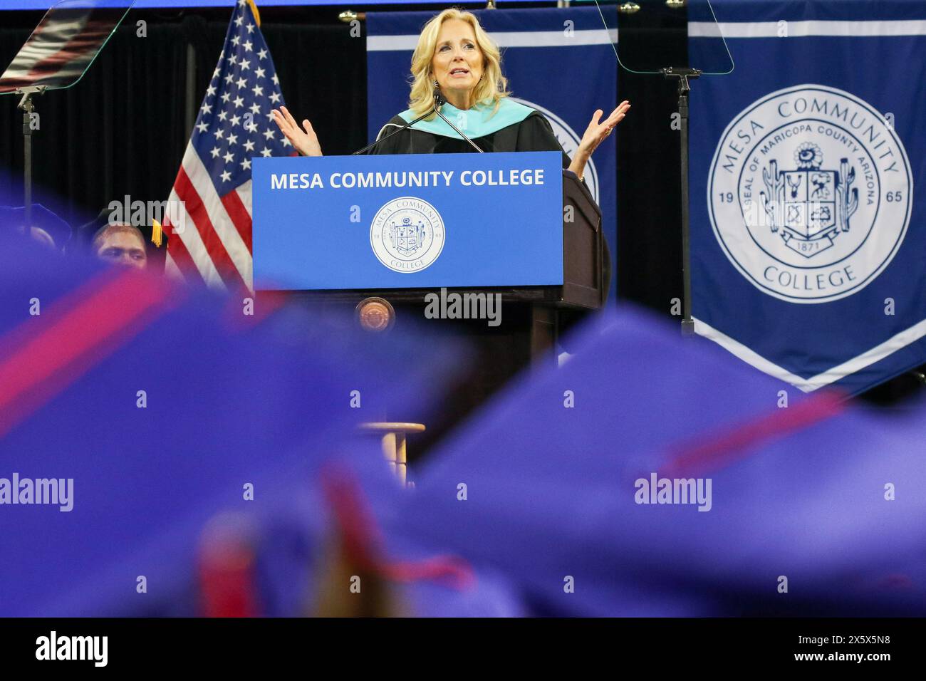 First Lady Dr.Jill Biden delivers a speech at Mesa Community College's ...