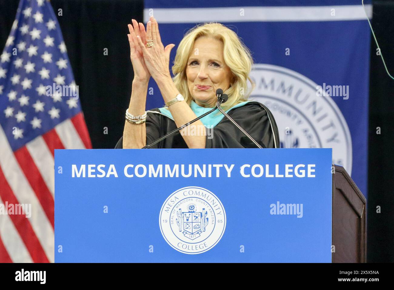 First Lady Dr.Jill Biden delivers a speech at Mesa Community College's ...
