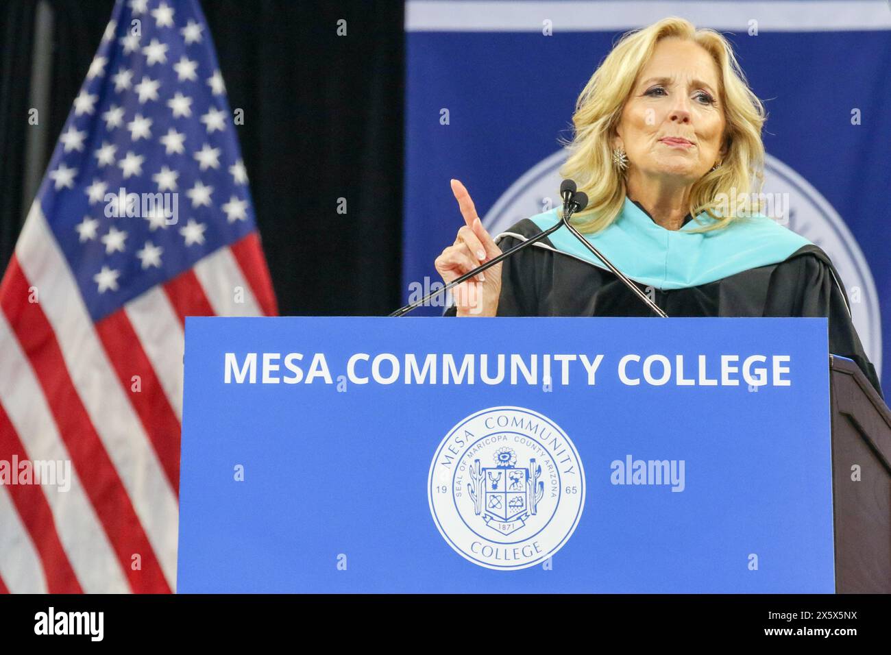 First Lady Dr.Jill Biden delivers a speech at Mesa Community College's ...