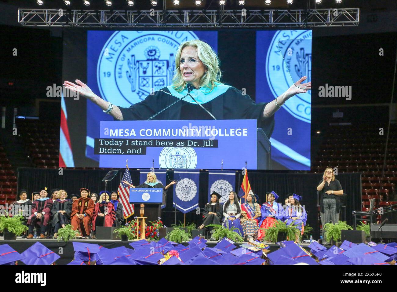 First Lady Dr.Jill Biden delivers a speech at Mesa Community College’s ...