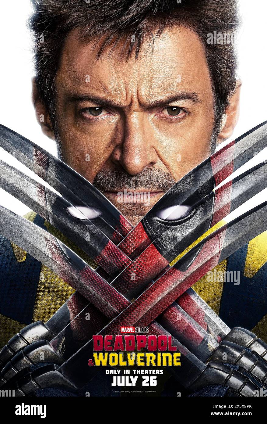Deadpool & Wolverine (2024) directed by Shawn Levy and starring Ryan Reynolds, Hugh Jackman and Morena Baccarin. The irresponsible hero Deadpool will change the history of the MCU with Wolverine!? US advance poster ***EDITORIAL USE ONLY***. Credit: BFA / Walt Disney Studios Stock Photo
