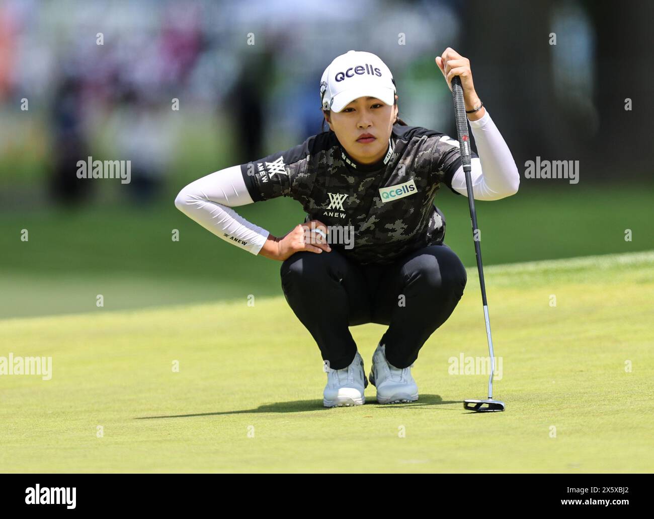 Clifton, NJ, USA. 11th May, 2024. Yu Jin Sung of South Korea reads the green during the third round at the Cognizant Founders Cup at the Upper Montclair Country Club in Clifton, NJ. Mike Langish/CSM/Alamy Live News Stock Photo