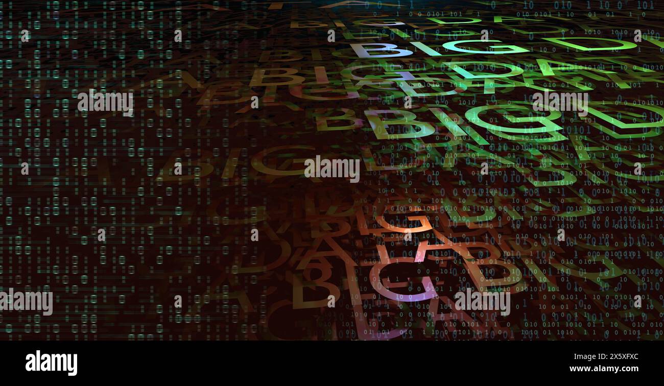 Digital technology, Big Data and Artificial Intelligence background. 3D rendering illustration Stock Photo