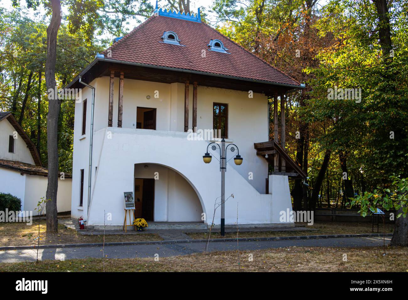 Old traditional house at the Dimitrie Gusti Village Museum, an open air museum in Bucharest, Romania Stock Photo