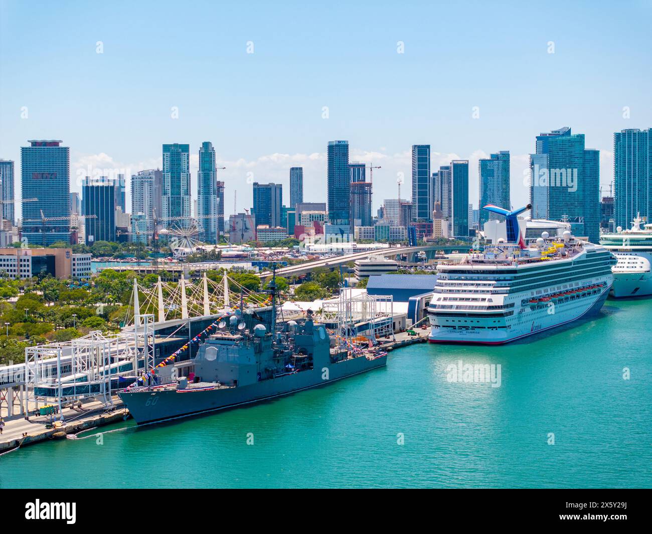 Miami, FL, USA May 9, 2024 Fleet Week Miami 2024. Aerial drone photo