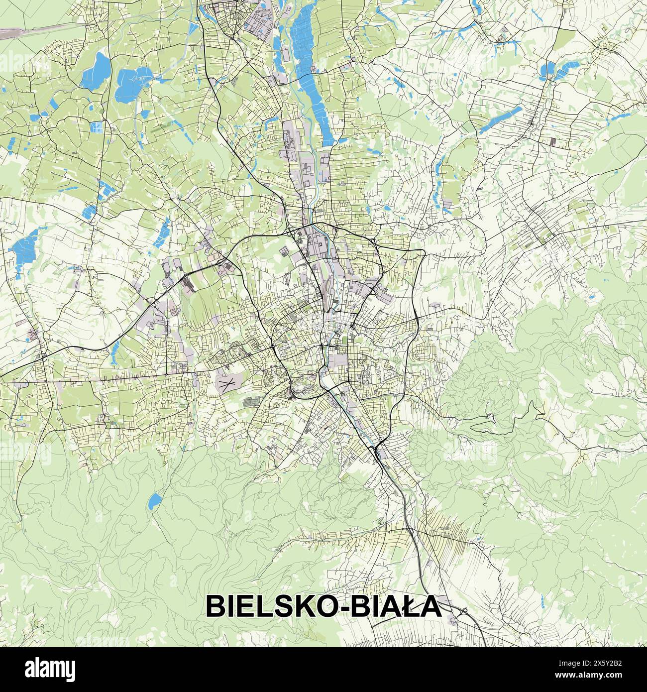 Bielsko-Biała, Poland map poster art Stock Vector