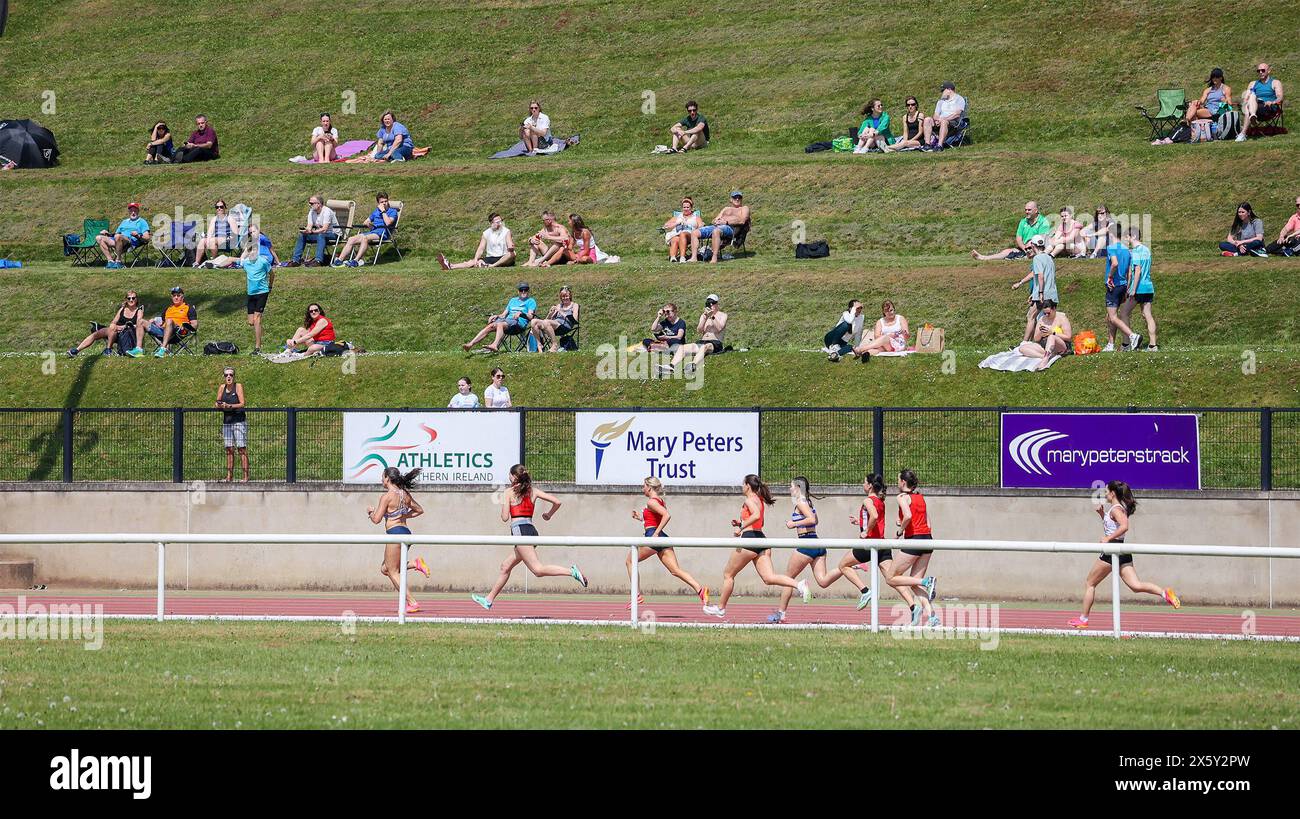 Mary Peters Track, Belfast, Northern Ireland, UK. 11th May 2024. Belfast Irish Milers Meet, (the event has World Athletics Continental Challenger Tour status with ranking points available), underway in Belfast. Action from today's event. Credit: CAZIMB/Alamy Live News. Stock Photo