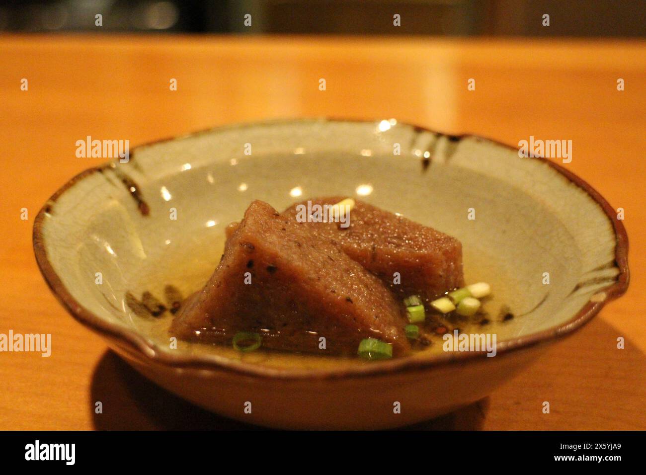 Japanese cuisine: konjac potato oden Stock Photo