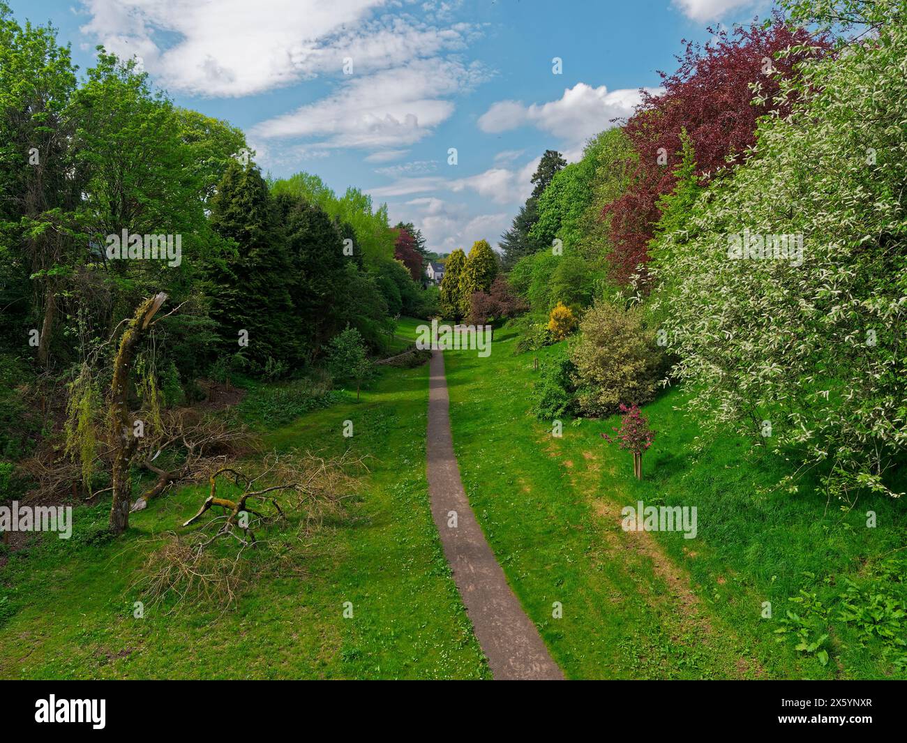 The gravel Woodland Path seen from Denburn Bridge in Brechin, with