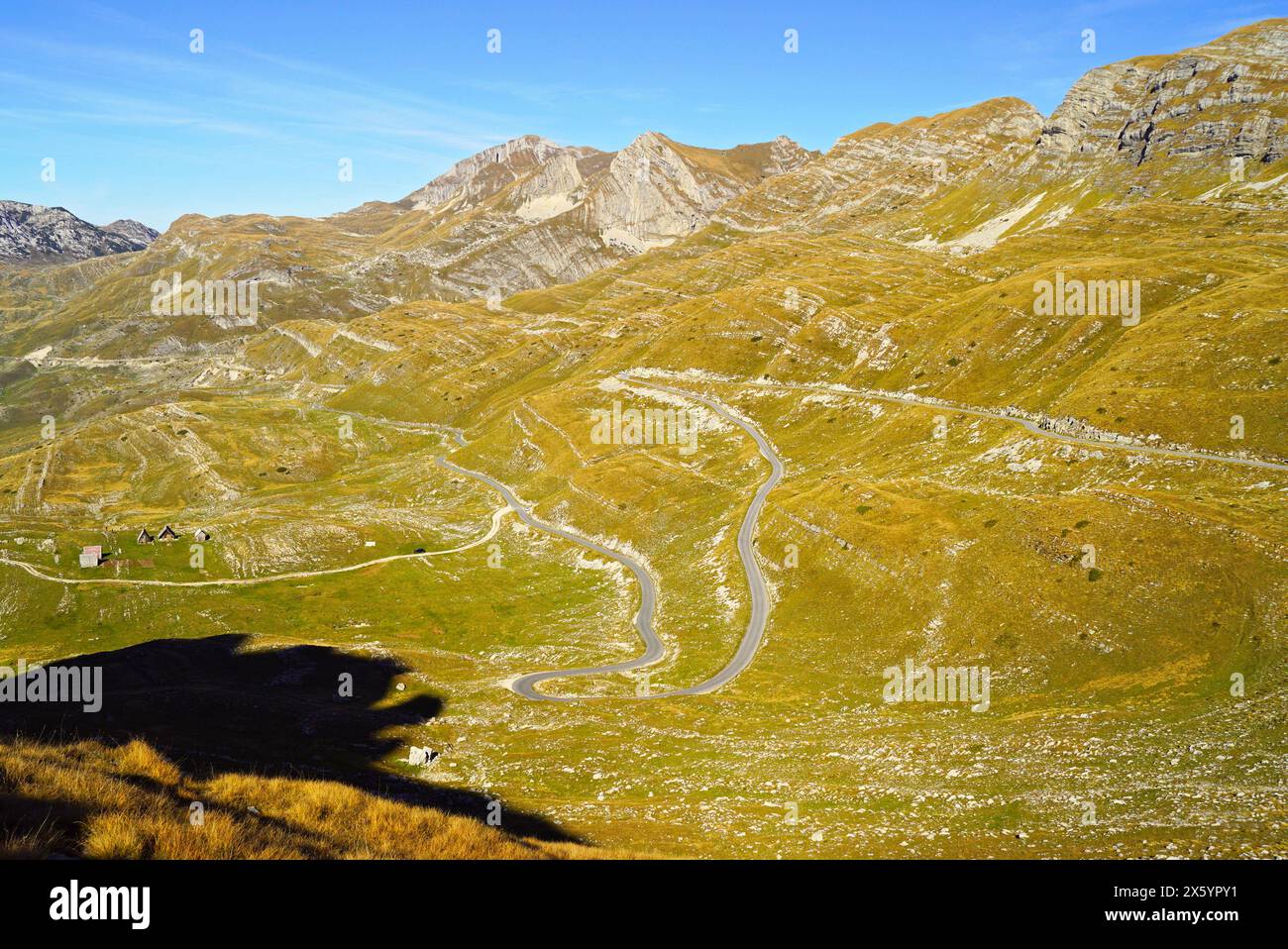 Top view of the Durmitor Ring panoramic road in Montenegro. Landscape