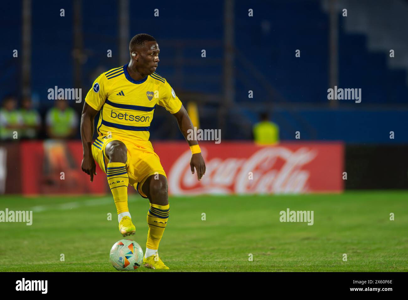 Luis Advincula - Sportivo Trinidense (1) v Club Atletico Boca Juniors (2) match, phase group (Group D) Conmebol Sudamericana 2024. Stock Photo