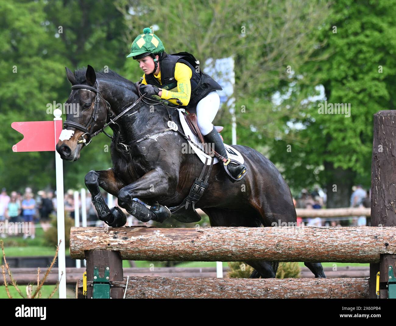 Badminton Estate, Gloucestershire, UK. 11th May, 2024. 2024 MARS Badminton Horse Trials Day 4; Nicky Hill (GBR) riding MGH BINGO BOY During the Cross Country on Day 4 Credit: Action Plus Sports/Alamy Live News Stock Photo
