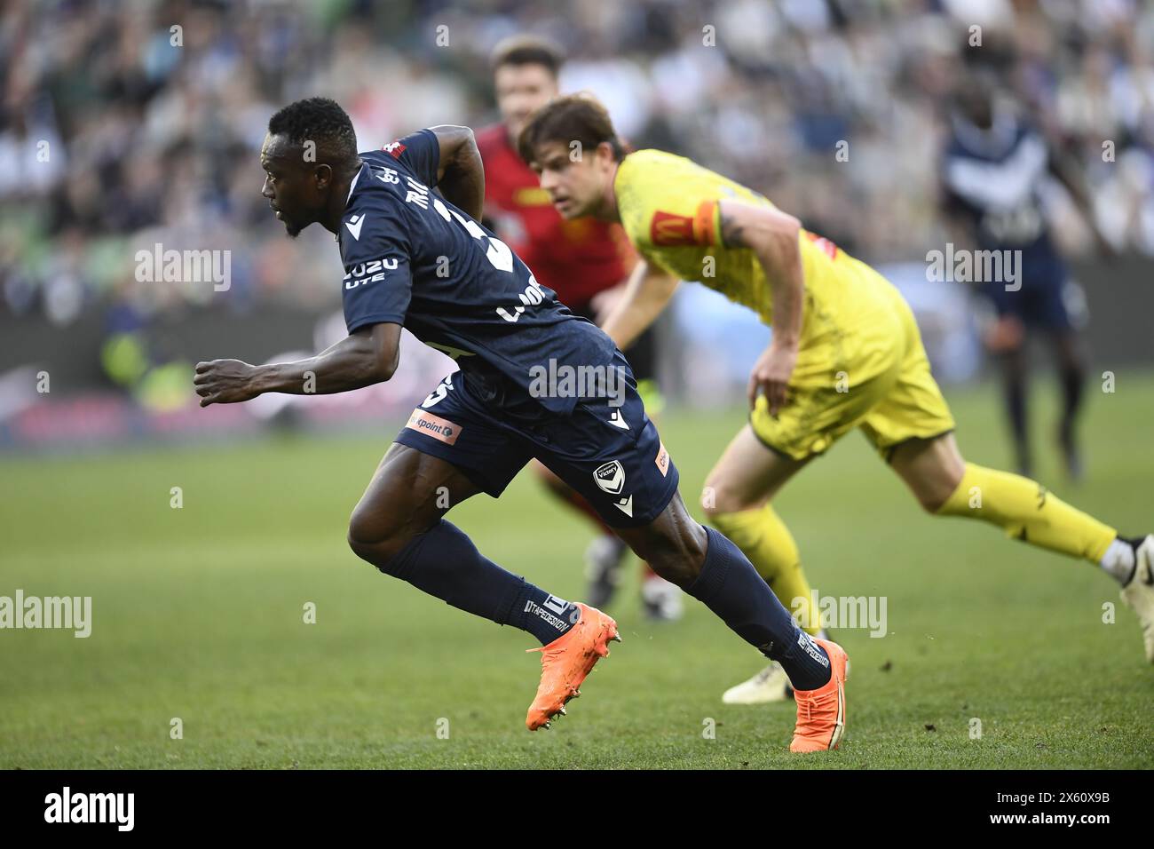 MELBOURNE, AUSTRALIA. 12 May 2024. Pictured: Ivory Coast player Adama Traoré(3) of Melbourne Victory in action during the A Leagues Soccer, Melbourne Victory FC v Wellington Phoenix FC Semi Final at Melbourne's AAMI Park. Credit: Karl Phillipson/Alamy Live News Stock Photo