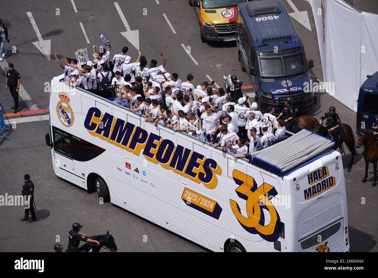 Madrid, Spain. 12th May, 2024. The Real Madrid team walks through the ...