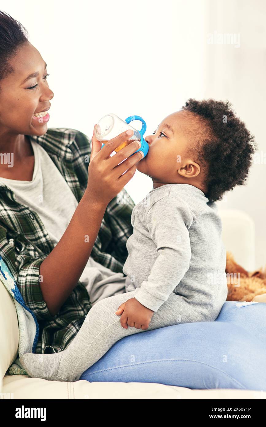 Mother, feeding and baby drink bottle for nutrition or nourishment