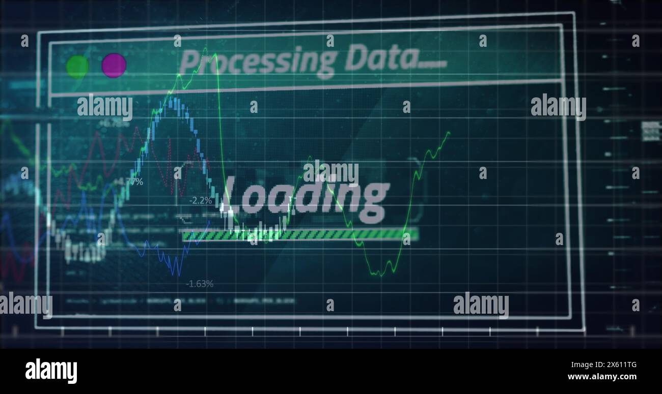 Image of data processing over grid Stock Photo