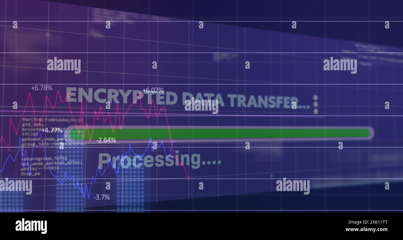 Image of data processing over grid Stock Photo