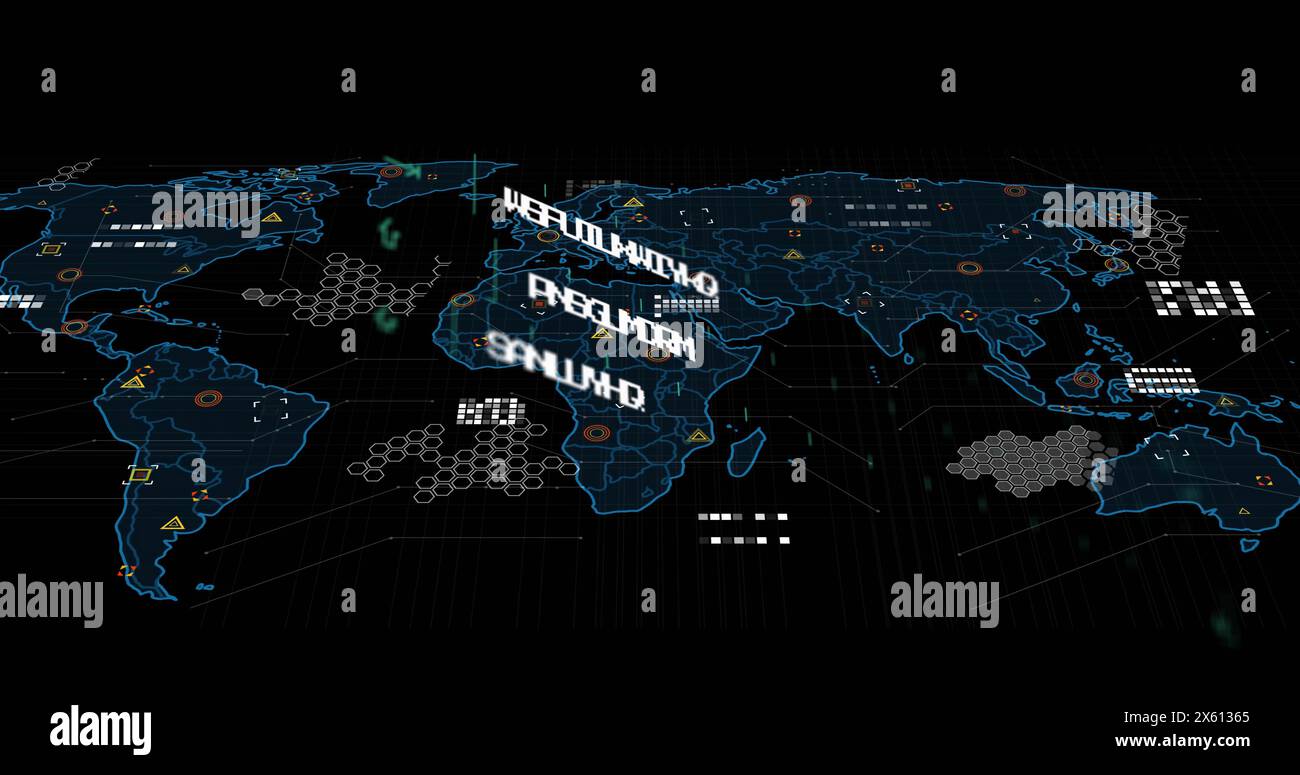 Image of data processing over world map Stock Photo - Alamy