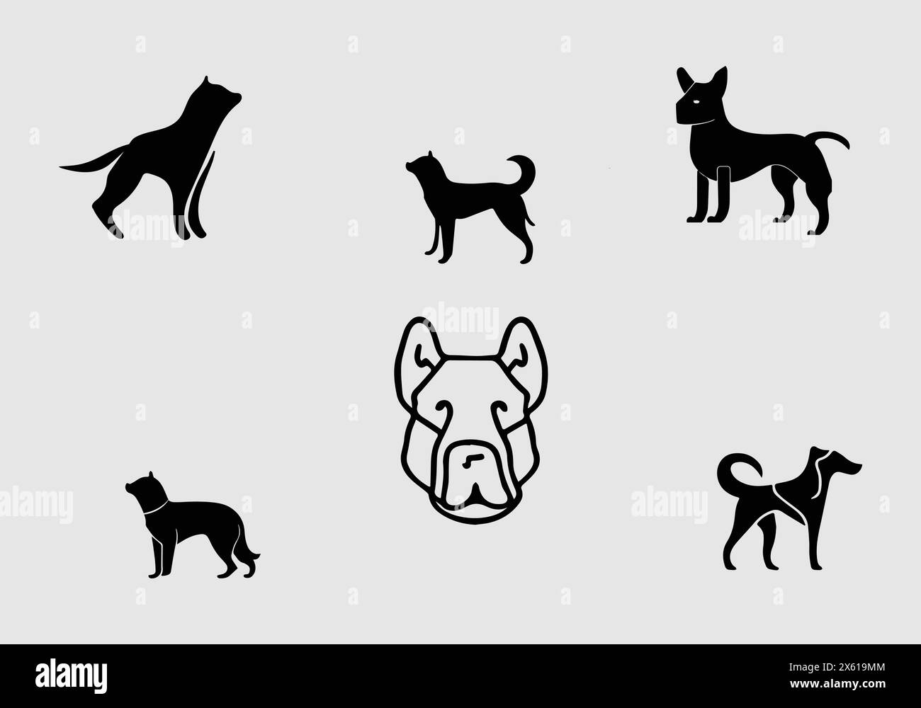 minimal Canaan Dog black icon illustration design Stock Vector