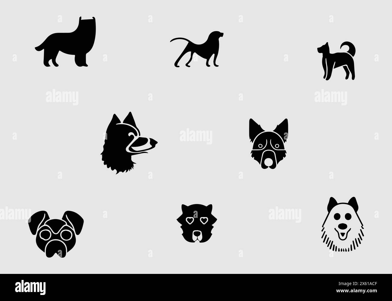 minimal Canadian Eskimo Dog black icon illustration design Stock Vector