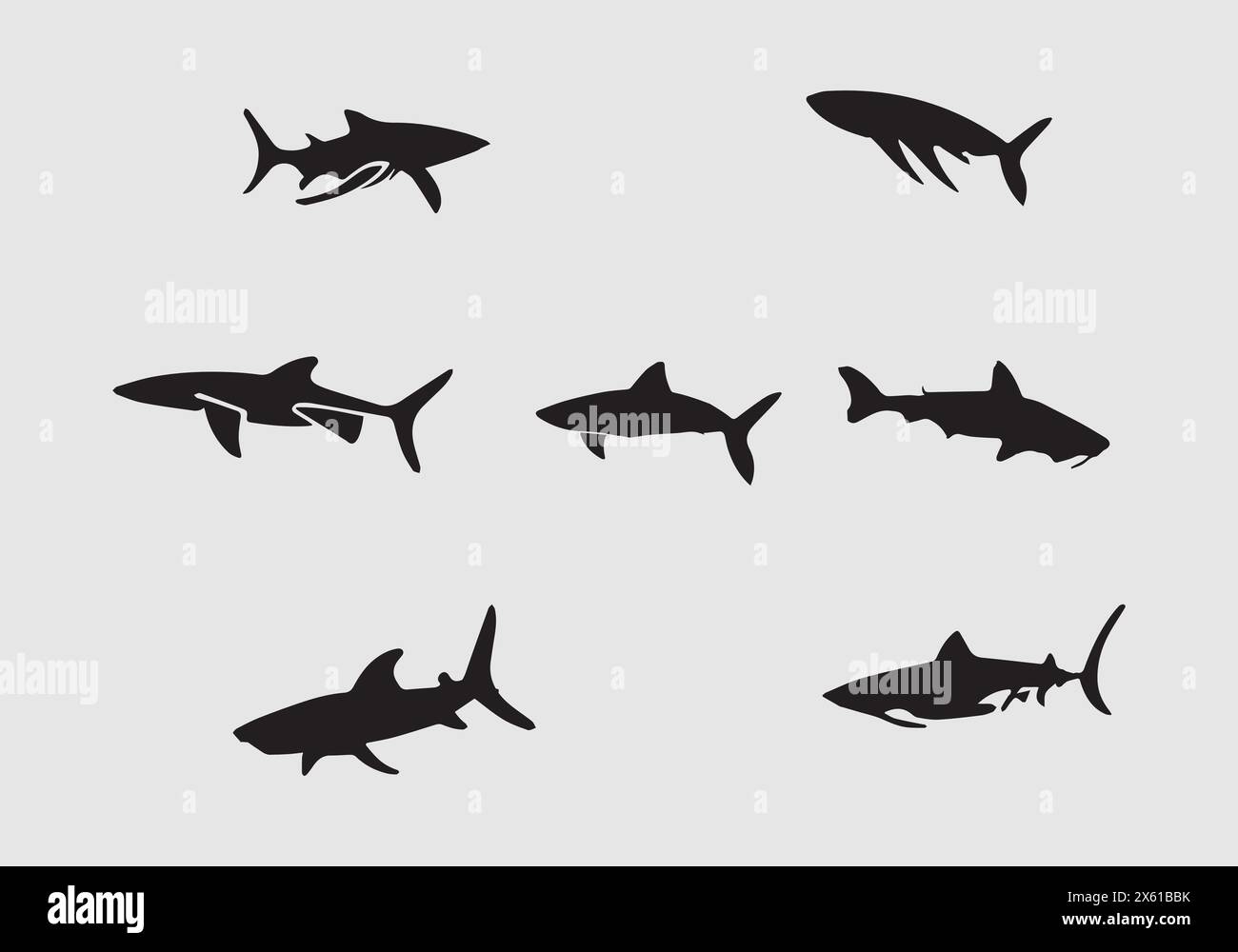 minimal Caribbean Reef Shark black icon illustration design Stock Vector