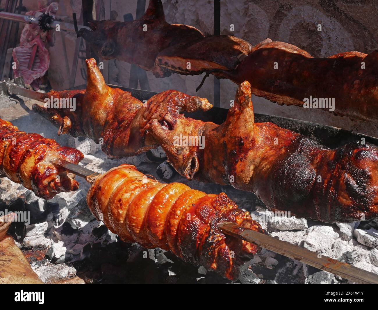 Sassari, Sardinia, Italy. Mixed barbecue in the Cavalcata Sarda festival Stock Photo