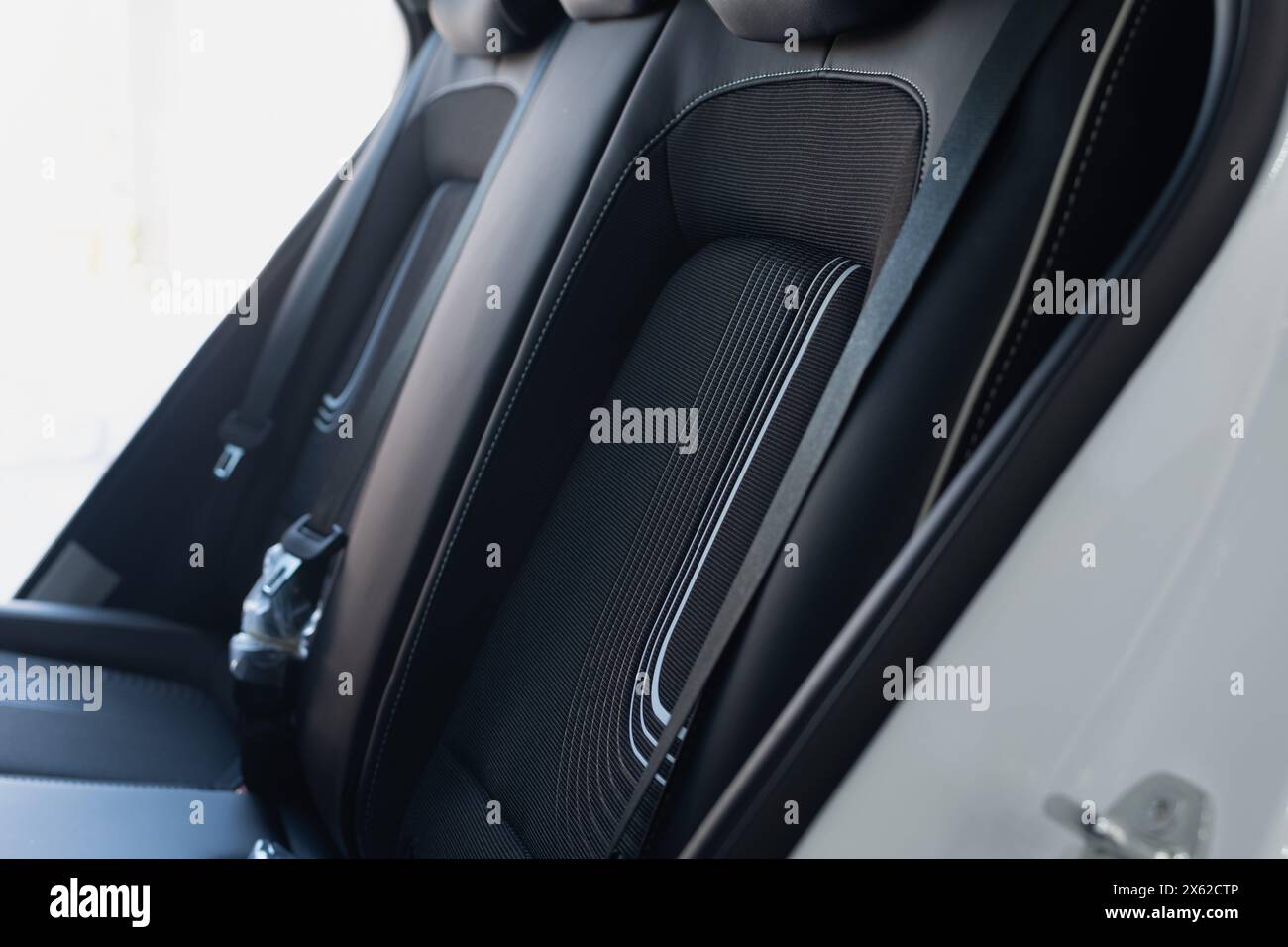 Back seats of passenger car close up with blurred background Stock Photo