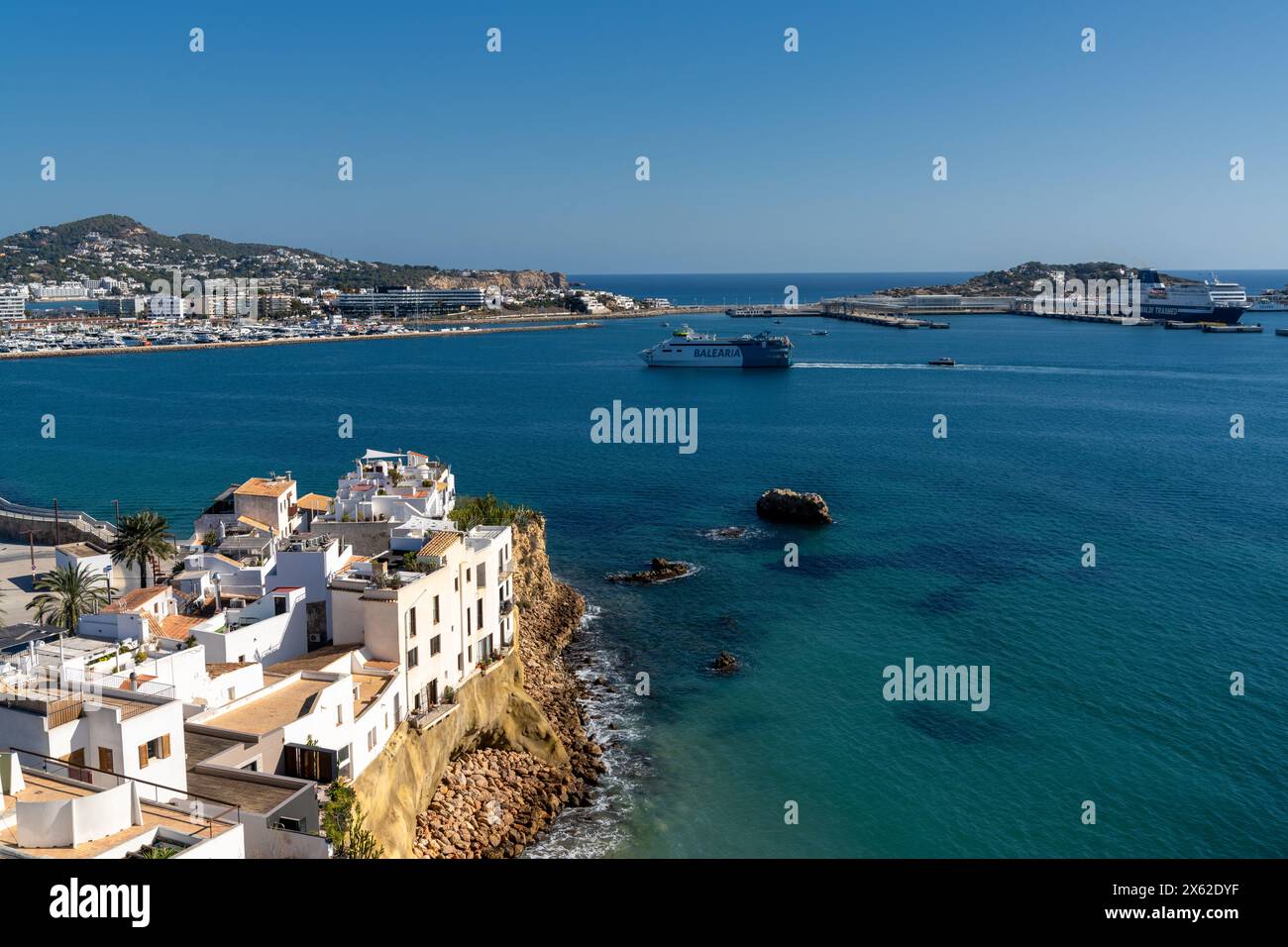 Spain 1 February, 2024 view of Eivissa town and harbour with