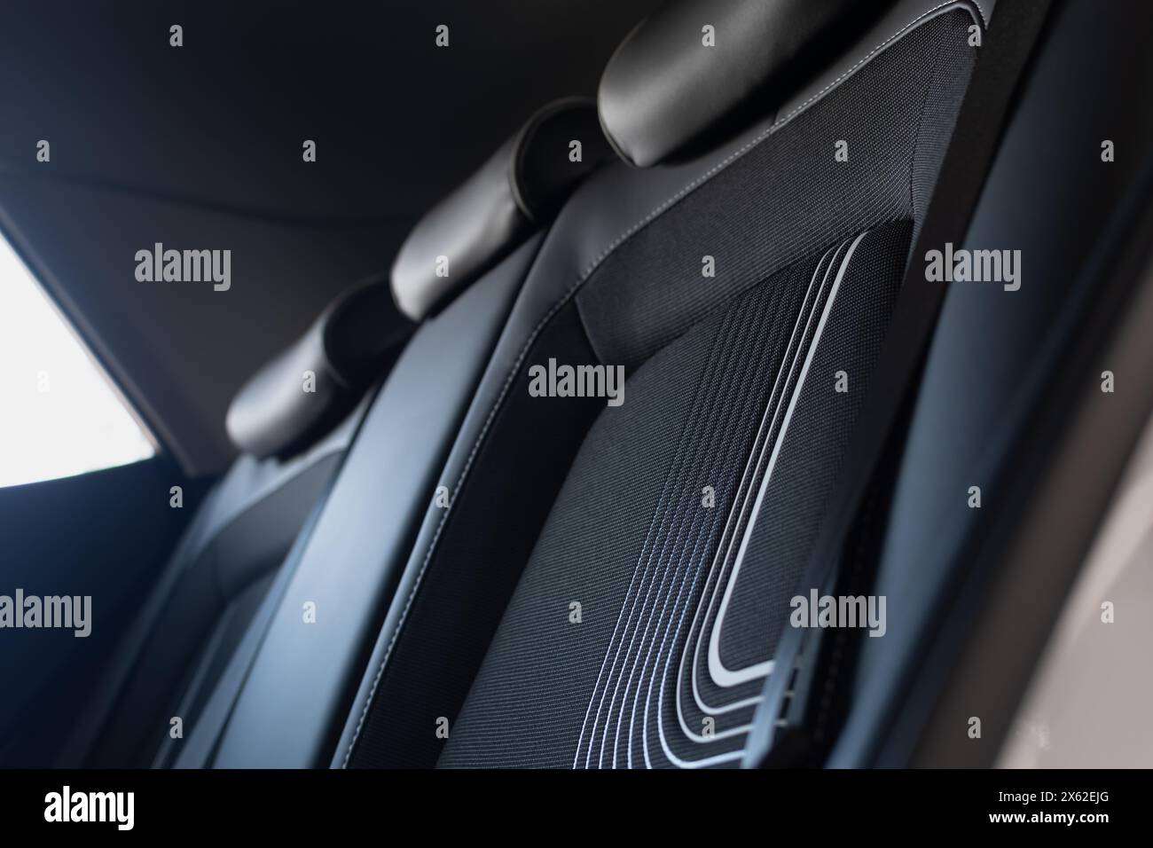 Back seats of passenger car close up with blurred background Stock Photo