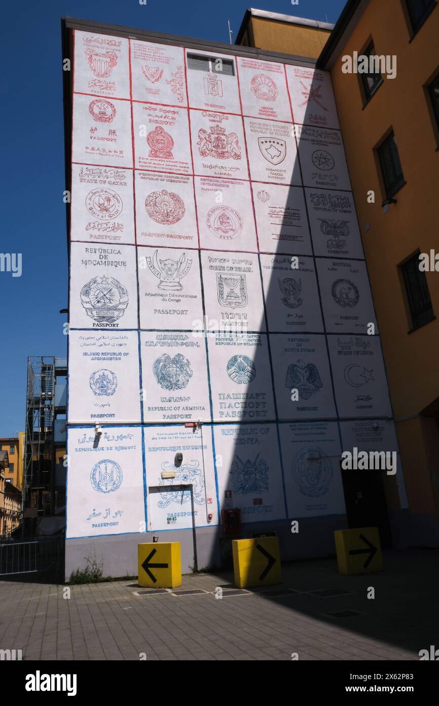 I Trenta (Thirty) by Flavio Favelli - thirty passports from different countries of the world Mudec Milan Stock Photo