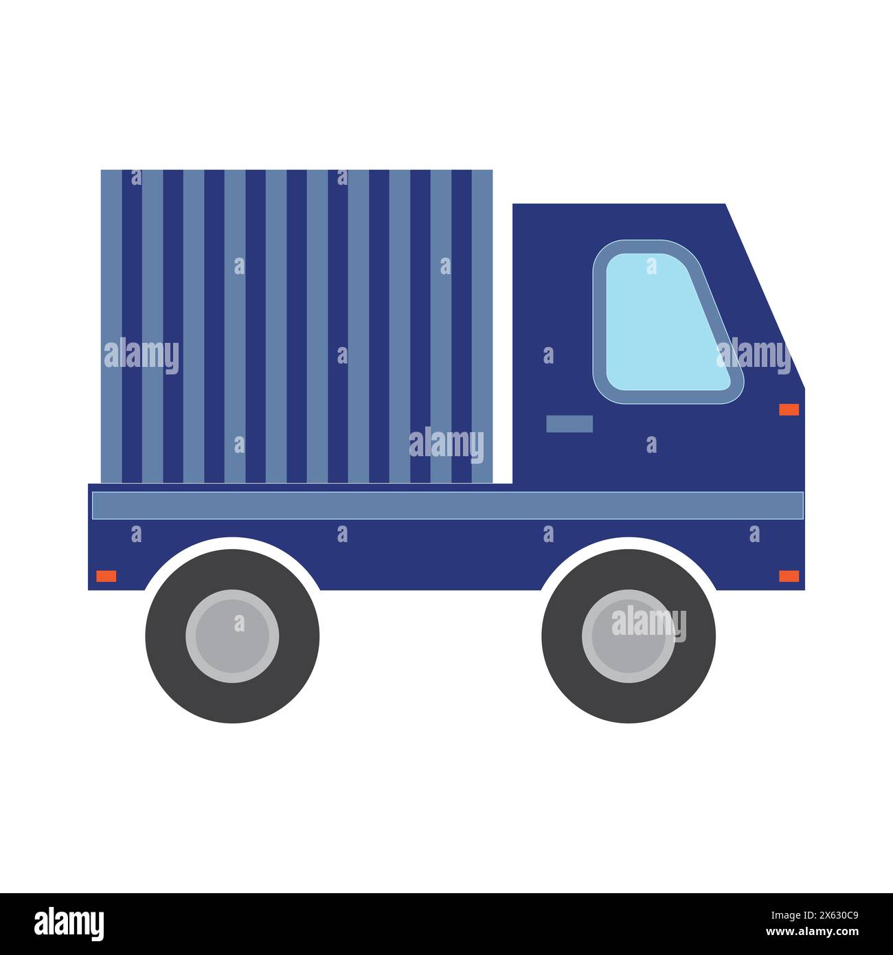 Flat Style Blue Delivery Truck Icon Stock Vector