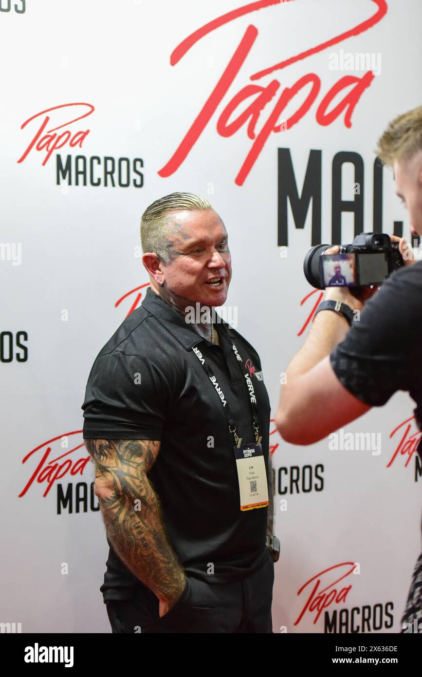 Bodybuilding legend Lee Priest is seen giving an interview at the