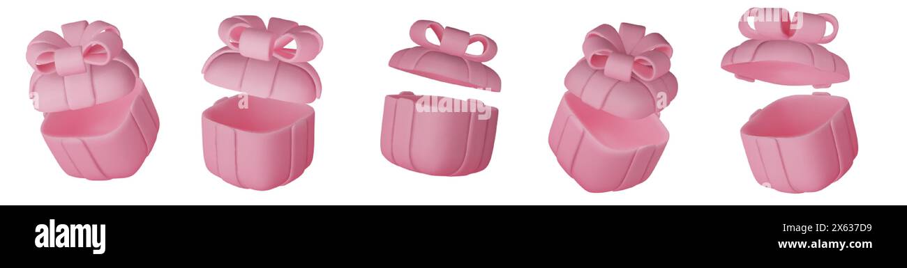 3d gift boxes set with gold ribbon bow isolated on a white background ...
