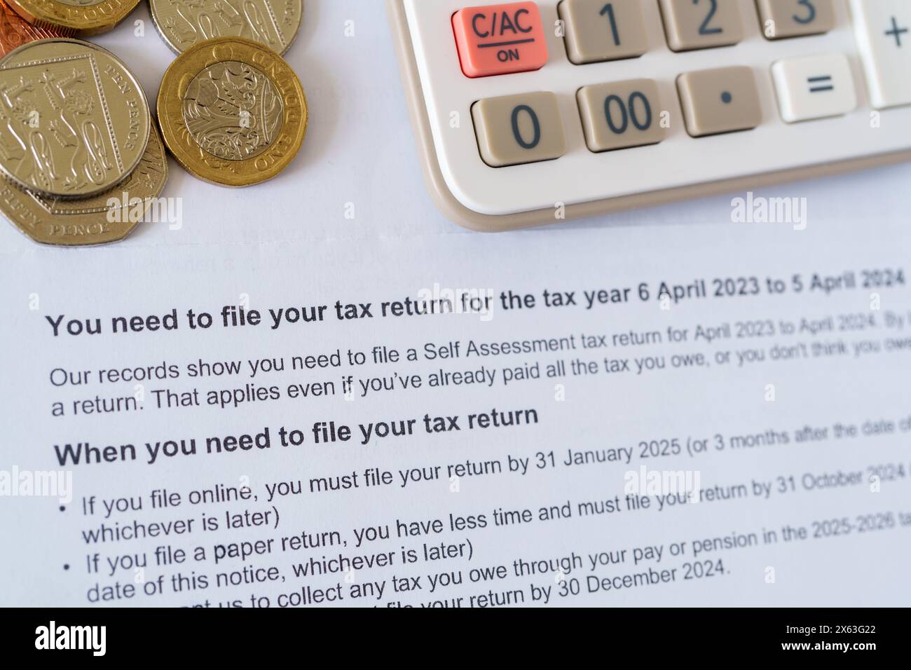 Letter from HMRC. Notice to complete a self assessment tax return. Stafford, United Kingdom, April 28, 2024 Stock Photo
