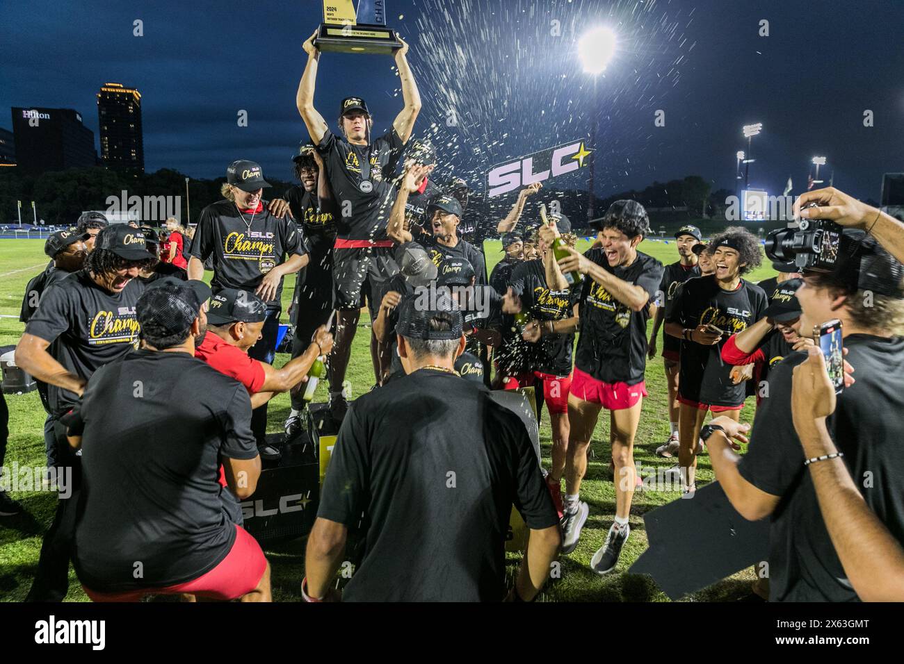 May 11, 2024 The Incarnate Word men's team celebrates winning the 2024